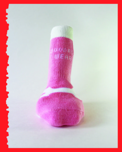 Pink with a bone, Original dog sock front view